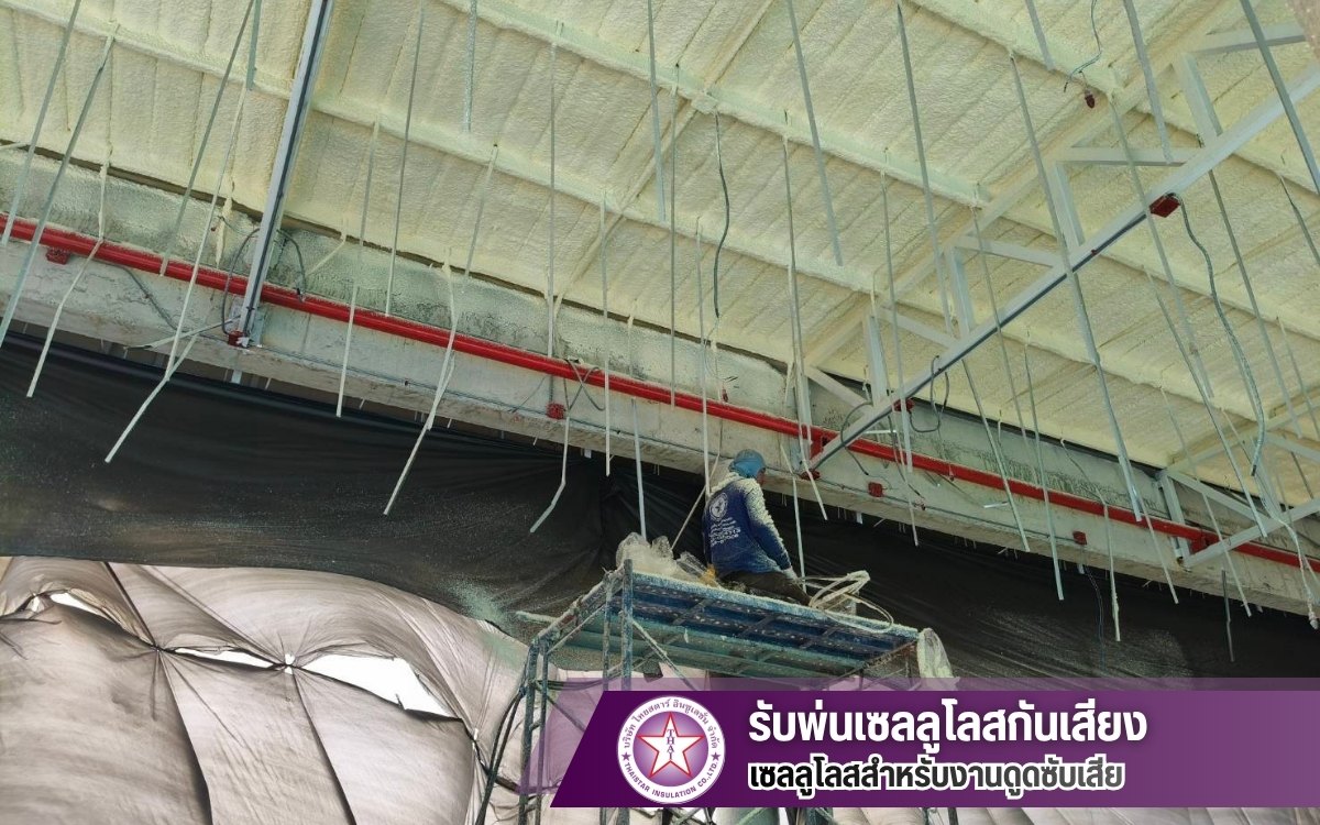 ติดตั้งเซลลูโลสสำหรับงานดูดซับเสียง ติดตั้งเซลลูโลสสำหรับงานดูดซับเสียง